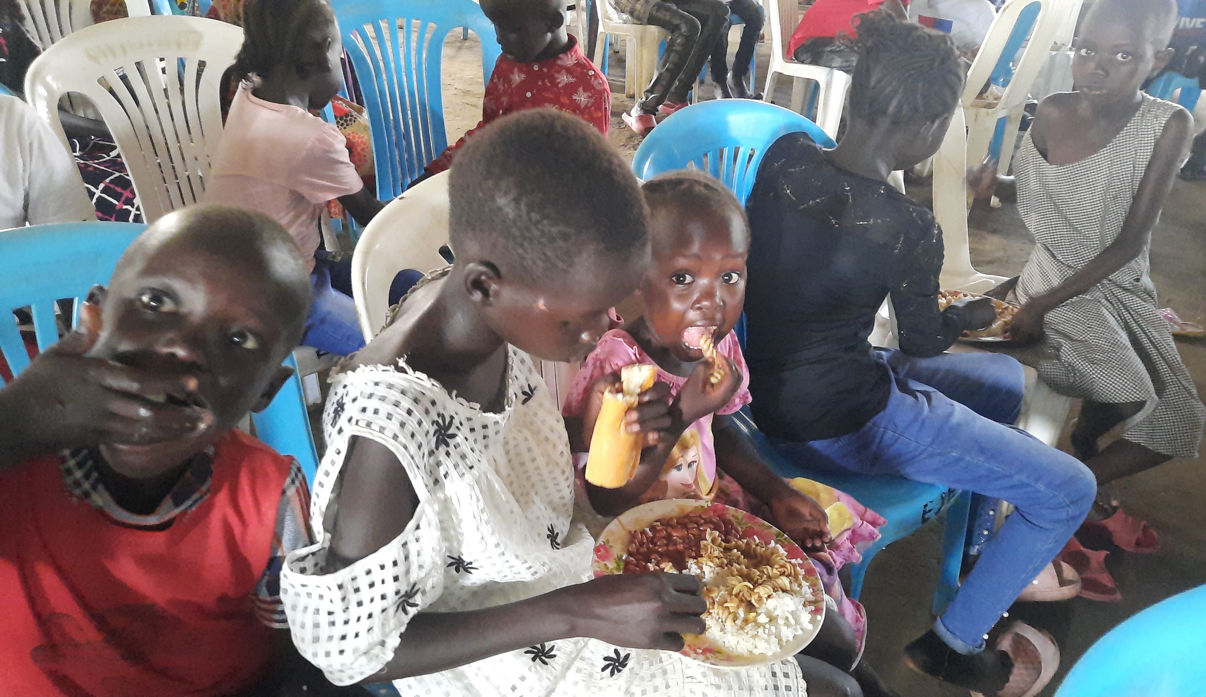 Children enjoying meal